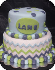 Boy Baby Shower Cake  - Chevron and Polka Dots