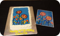 Birthday Cake designed like the picture they were doing at an art painting party place.  